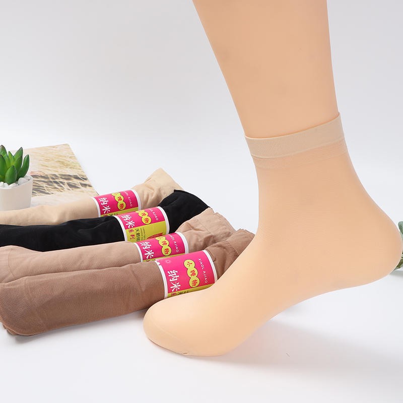 20双短丝袜女夏季超薄款黑色肉色袜子包芯丝中筒耐磨防勾丝天鹅绒 - 图2