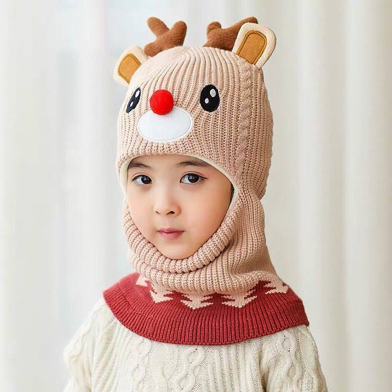 护脖帽子秋冬季护耳小孩毛线帽超萌可爱男女童帽鹿角针织儿童帽子,淘宝优惠券,粉丝福利购,淘宝优惠卷