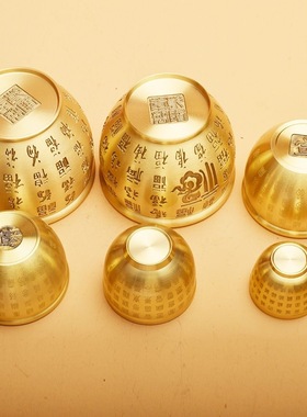 2026年新款聚宝盆招财聚宝纯黄铜百福缸桌面茶桌摆件招米招财缸