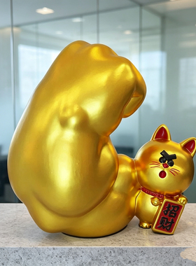 高档肌肉招财猫开业送礼摆件