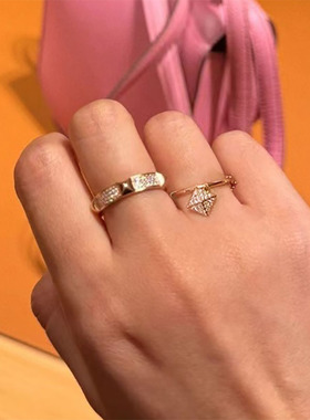 高定迷你cdc精工玫金铆钉个性宽版方形素银925银铆钉戒指欧美戒圈