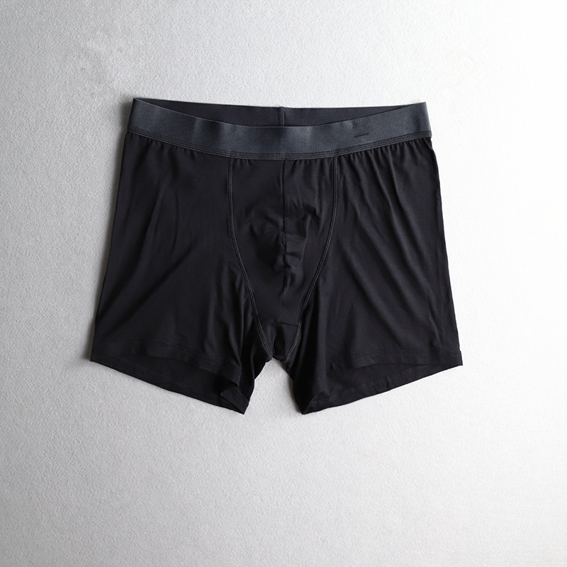 优外汇 欧美L家原货简约奢华纯色修身纯棉高端男士中高腰平角内裤 - 图0