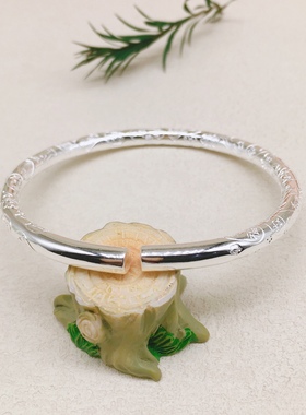 胜银·亮面开口吉言纯银手镯时尚大方百搭闺蜜女生礼物足银999