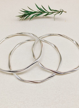 胜银·闭口三圈亮面莫比乌斯纯银手镯时尚百搭女生简约足银999