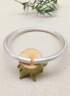 胜银·仿古做旧实心纯银手镯足银999精雕四叶草小清新百搭时尚款