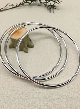 胜银·新款亮面闭口纯银手镯日为朝月为慕只为朝朝暮暮足银999