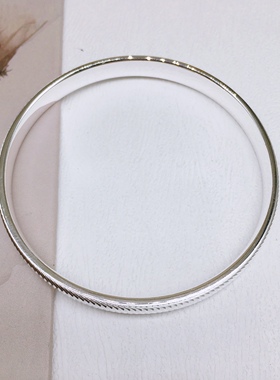 胜银· 猫眼闭口亮面足银999手镯实心女生闺蜜送礼大众纯银手镯