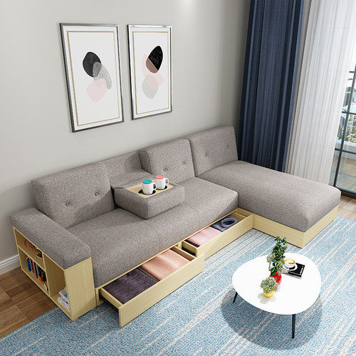 乳胶沙发小户型北欧免洗科技布折叠两用多功能日式客厅储物沙发床 - 图2