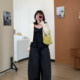 Omang Taoxi Korean casual floral suspender top women's summer summer neck V-neck pure and beautiful shoulder strap chiffon shirt