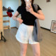 Omang Taoxi ແອວ elastic ບາດເຈັບແລະກິລາສັ້ນຂອງແມ່ຍິງ summer ການອອກແບບເກົາຫຼີສັ້ນຂາກວ້າງວ່າງ