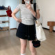 Omang Taoxi ແອວ elastic ບາດເຈັບແລະກິລາສັ້ນຂອງແມ່ຍິງ summer ການອອກແບບເກົາຫຼີສັ້ນຂາກວ້າງວ່າງ