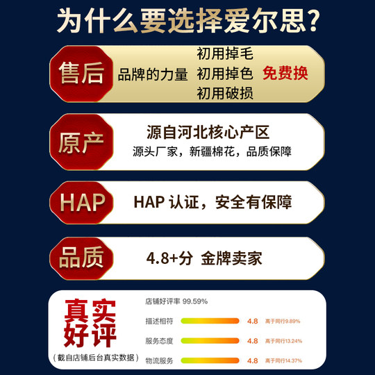 Pure cotton is comfortable and has strong wrapping properties and is not prone to lint.