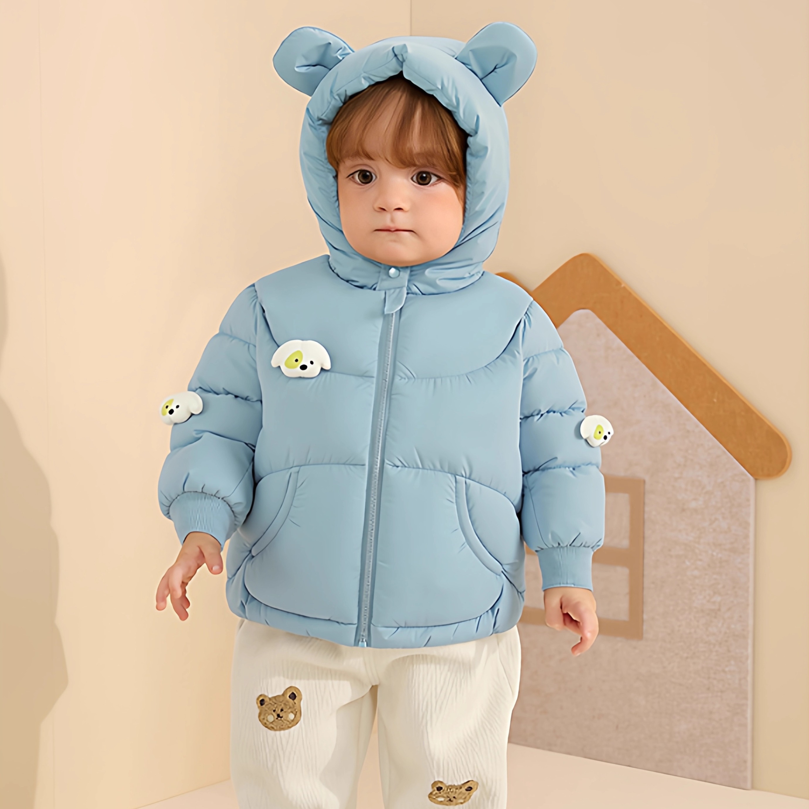 儿童羽绒服女童宝宝加厚外套男童冬装2025新款幼童连帽上衣面包服 - 图2