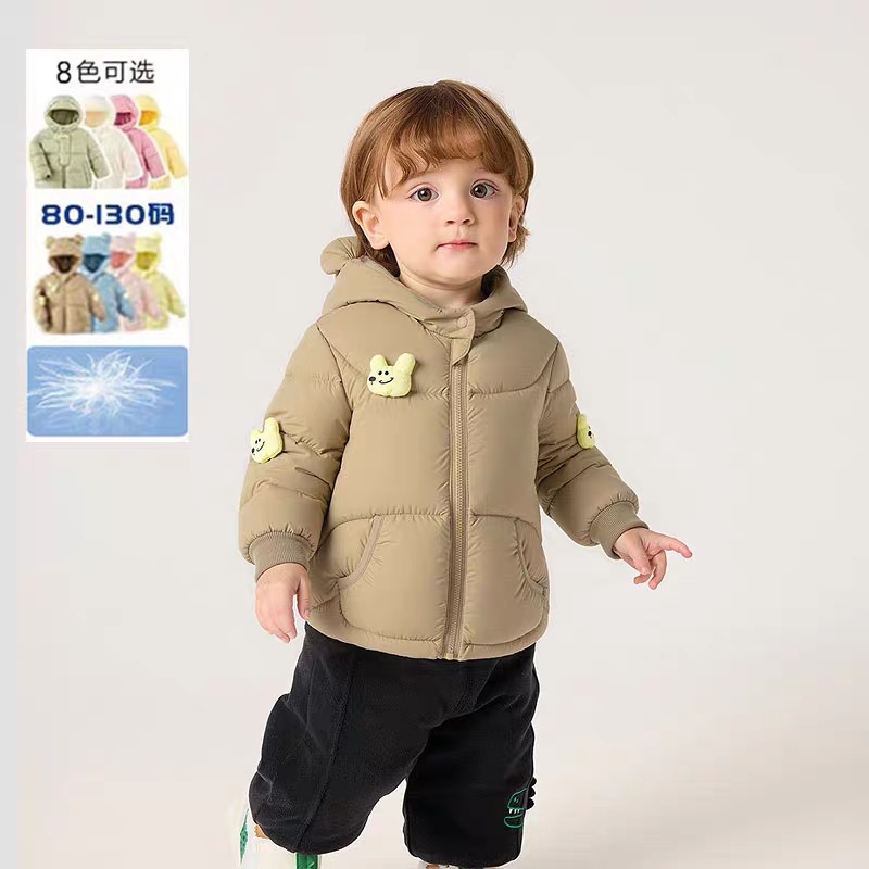 儿童羽绒服女童宝宝加厚外套男童冬装2025新款幼童连帽上衣面包服 - 图1