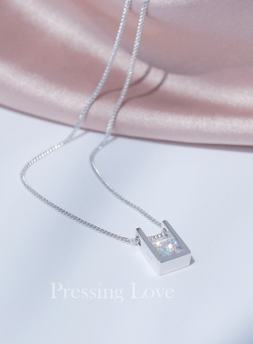 P.Love纯银简约几何锆石项链女