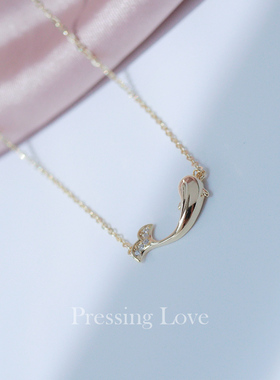 P.Love925纯银镀金小海豚项链
