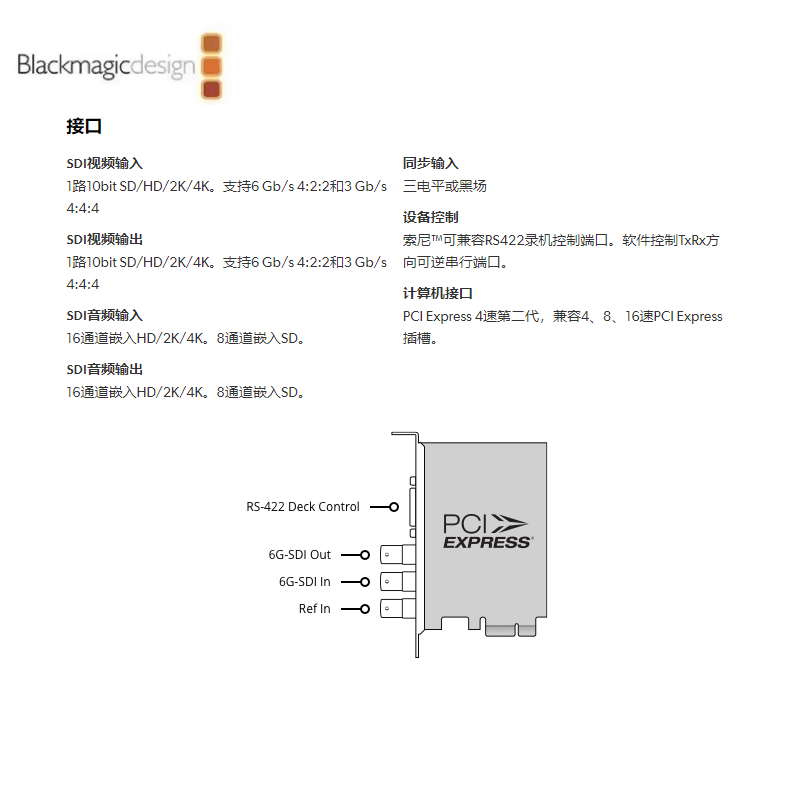 BMD采集卡高清视频采集卡1080P电脑录像输出上屏卡DeckLink SDI4K-图1