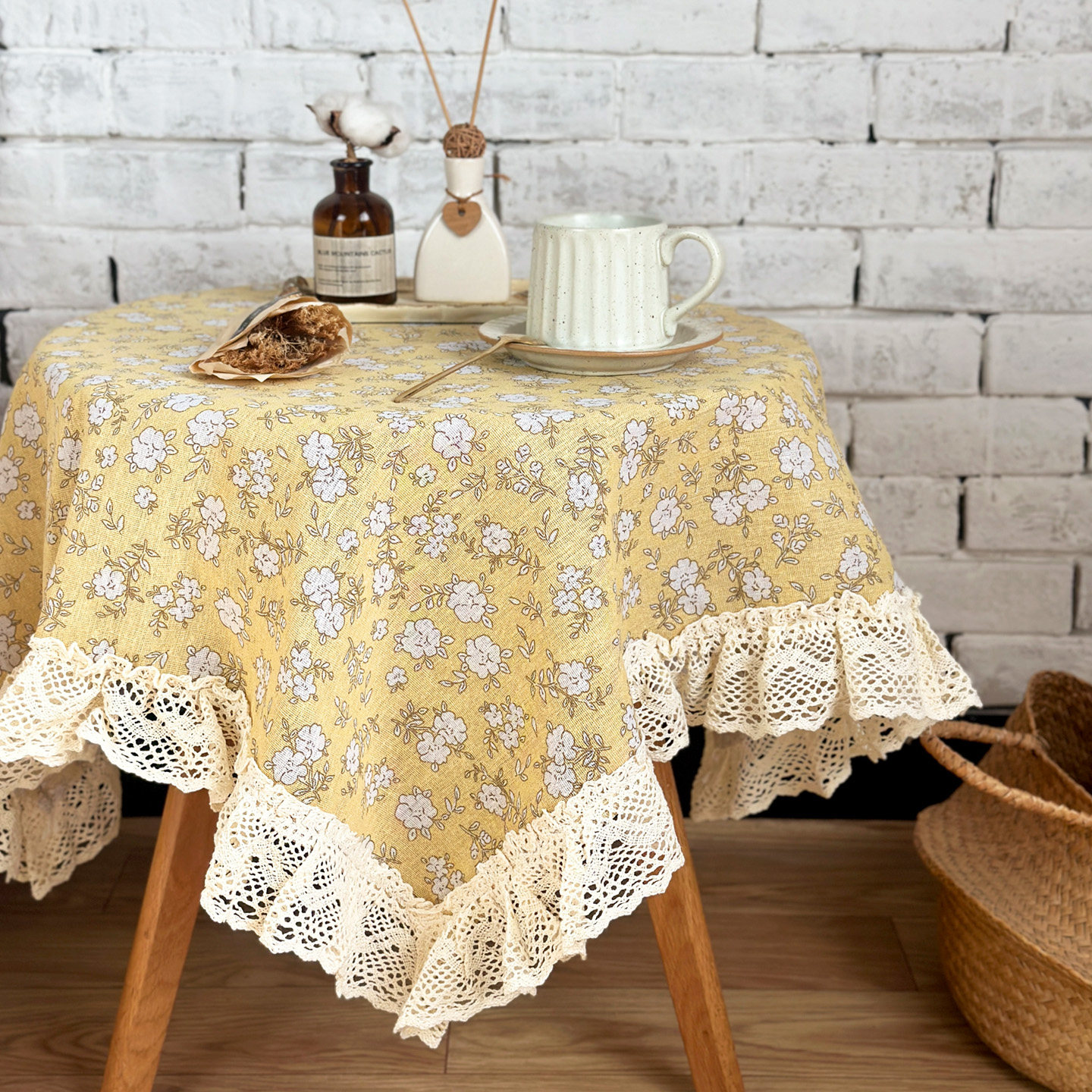 复古田园餐桌布美式乡村荷叶边茶几圆桌民宿咖啡清新原木野餐露营,淘宝优惠券,粉丝福利购,淘宝优惠卷