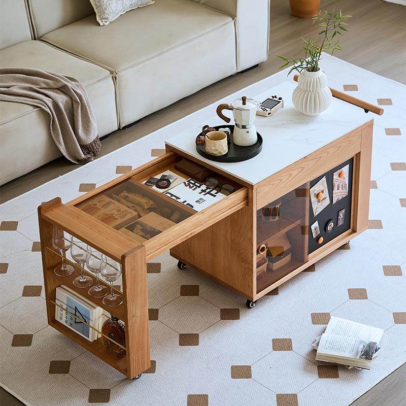 现代简约可移动茶几樱桃木实木茶水柜阳台可伸缩茶桌边几沙发角几,淘宝优惠券,粉丝福利购,淘宝优惠卷