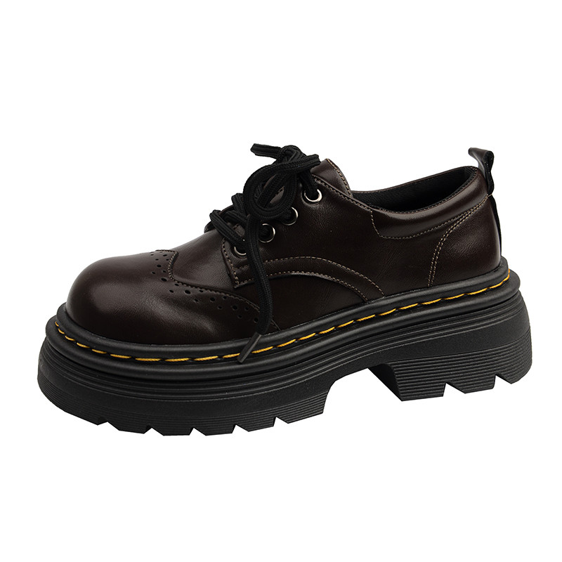 布洛克英伦厚底马丁鞋休闲复古系带粗跟增高小皮鞋学院风深口单鞋,淘宝优惠券,粉丝福利购,淘宝优惠卷