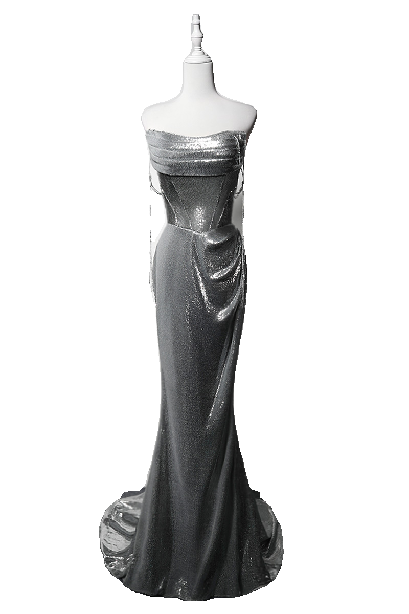 闪银色成人礼毕业年会舞台表演出主持晚宴年会生日新娘结婚敬酒服