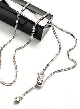 S925纯银长款配链女软毛衣扣百