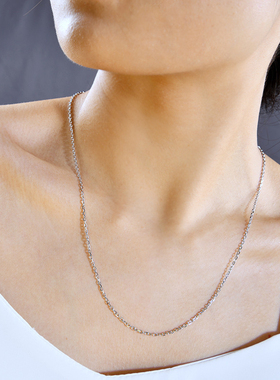 925纯银链子镀白金项链O字链十字链单链裸链锁骨链加粗加长毛衣链