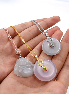 s925银万能调节链女软银链子玉石