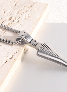 欧美跨境亚马逊新品20MM铸造箭头304不锈钢项链时尚吊坠批发热卖