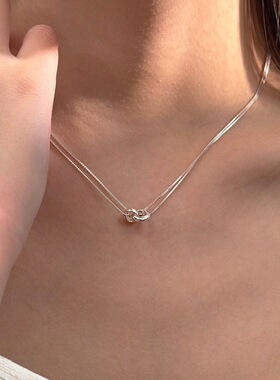 简约几何环环相扣吊坠双层项链女小众轻奢精致百搭锁骨链ins颈链
