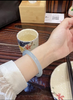 新中式白玉髓白月光手镯仿玛瑙玉手镯荔枝冻圆条手镯直销