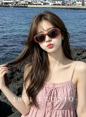 26新款红色墨镜女高级感椭圆框太阳眼镜适合方圆脸防紫外线UV400