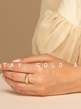 吃金acc定制法式时髦女戒指18k