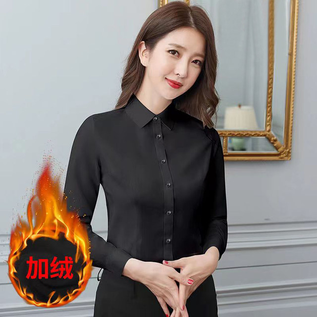 Korean style single-breasted multi-button long-sleeved velvet warm shirt