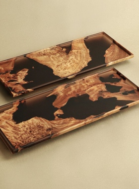 实木瘤疤树脂托盘 茶盘/置物盘 家居氛围感神器