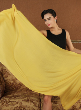 新品纯色羊毛围巾夏季两用薄青年