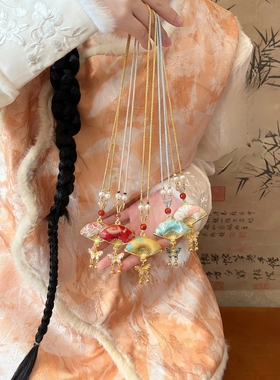 新中式非遗宋锦扇子项链女