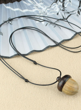 可装东西檀木项链女长款可调节