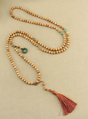 新中式国风斜挎链崖柏流苏项链