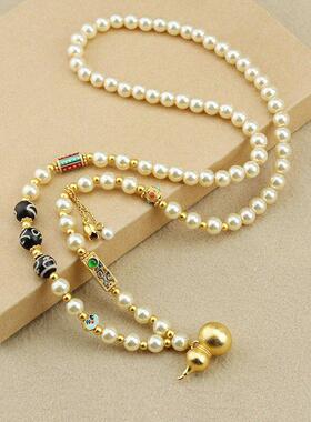 曹瑞新中式仿珍珠葫芦长款项链