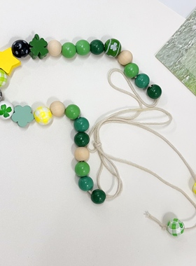 日韩ins夏日海岛度假彩色可爱绿色四叶草串珠绑带choker项链