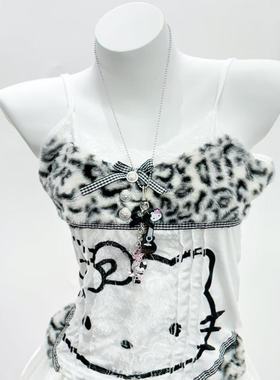 日韩ins小众设计感电吉他项链挂件女时尚配饰钥匙扣包挂吊坠长款