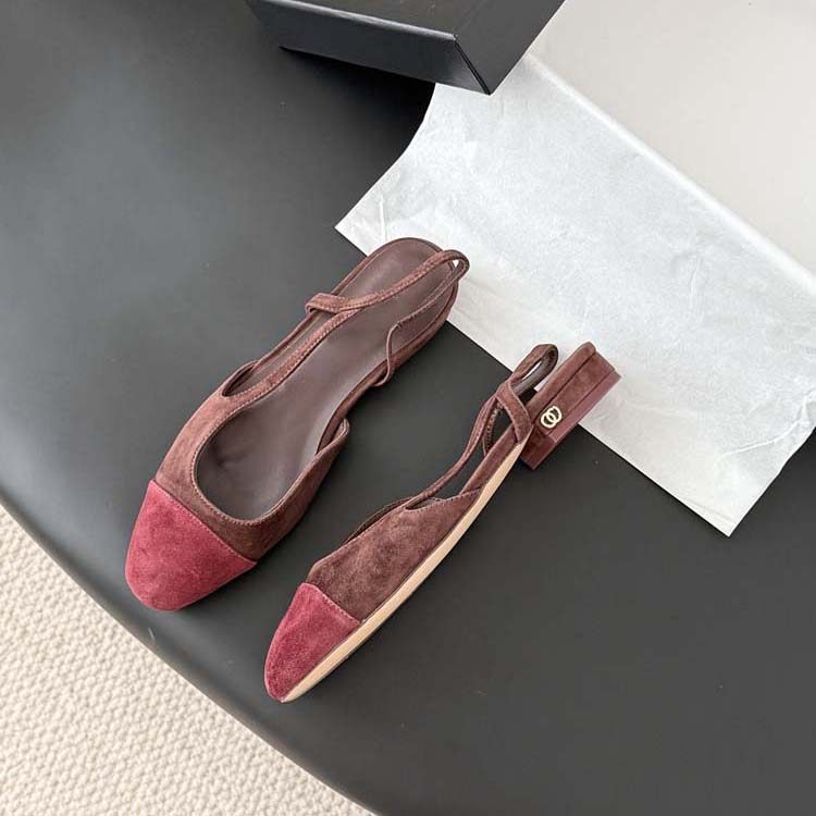 2026春季新款小香风单鞋女平底真皮拼色浅口时尚舒适百搭粗跟凉鞋,淘宝优惠券,粉丝福利购,淘宝优惠卷