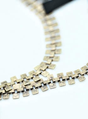 欧美复古重工镶钻竹节绑带项链