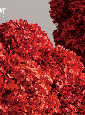 鲲屿红色永生绣球干花摆件