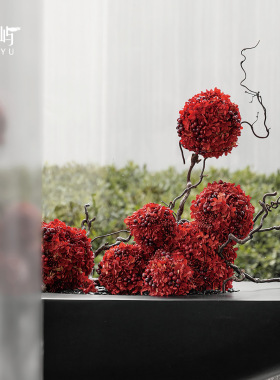 鲲屿新中式红绣球干花摆件