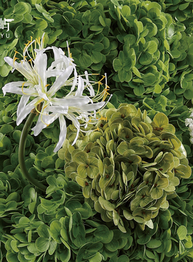 鲲屿现代S型孔雀仿真花墙瀑布