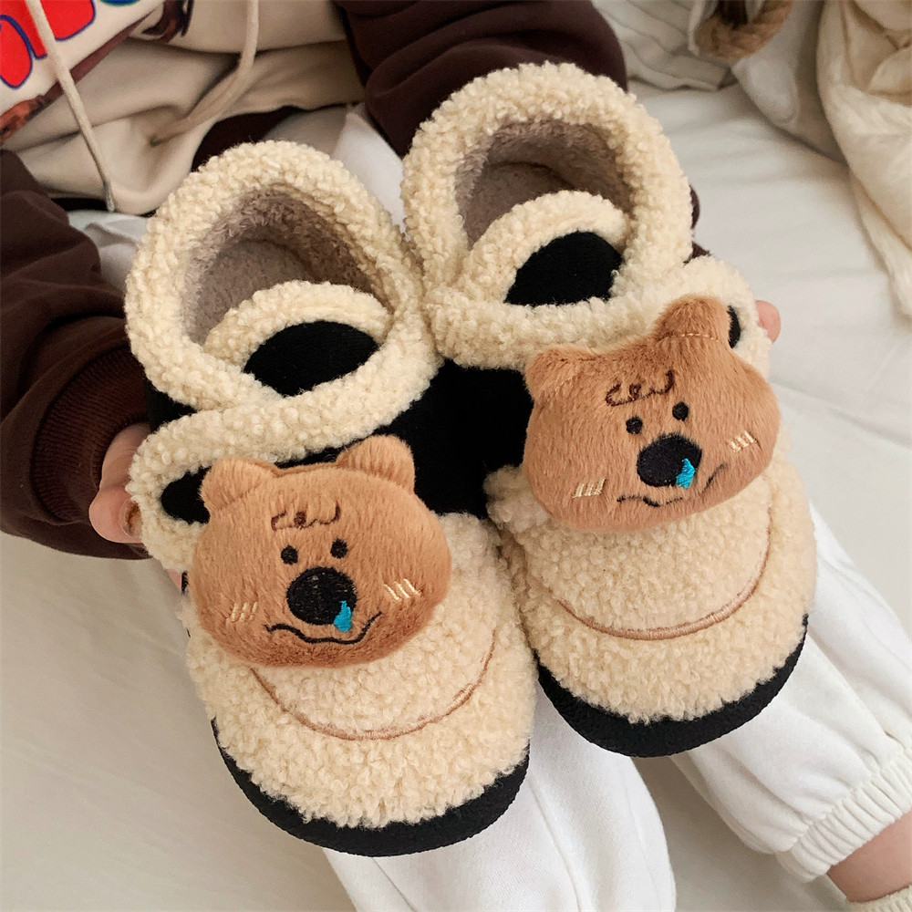 细细条 可爱保暖魔术贴棉鞋女士外穿百搭拼色趣味小熊冬季豆豆鞋,淘宝优惠券,粉丝福利购,淘宝优惠卷
