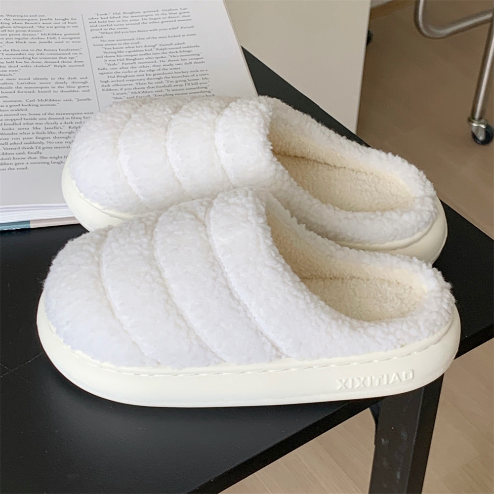 细细条 男士家居休闲防滑软底毛毛鞋女冬季韩版简约风情侣棉拖鞋,淘宝优惠券,粉丝福利购,淘宝优惠卷