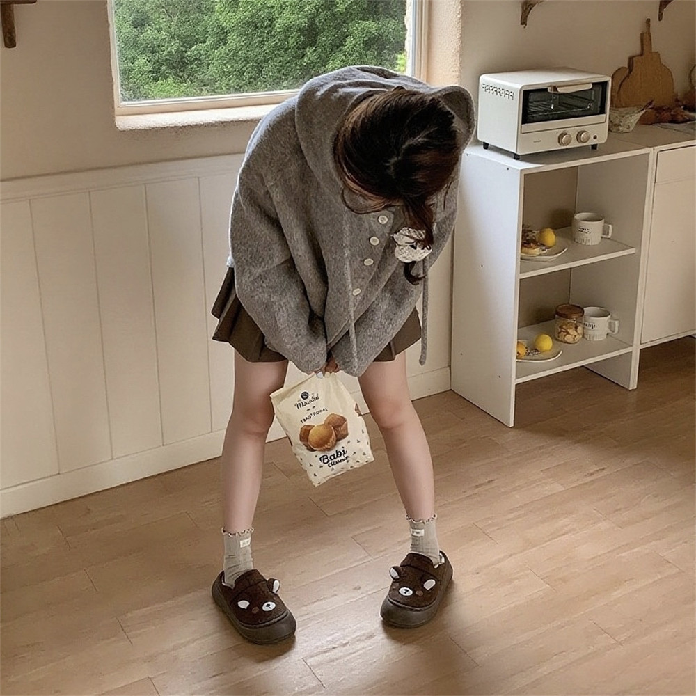 细细条 可爱小熊加绒勃肯鞋女秋冬学生外穿家用ins保暖软萌棉拖鞋,淘宝优惠券,粉丝福利购,淘宝优惠卷
